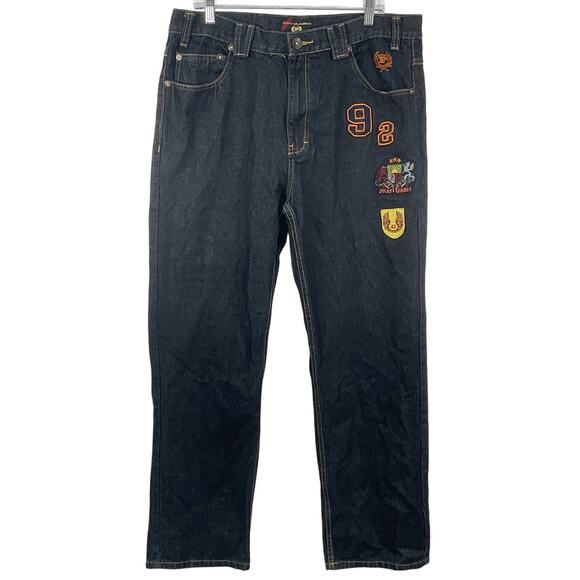 Phat Classics Other - Phat Classics Vintage Indigo Blue Patches Straight Jeans Mens 38x34 Cotton Blend
